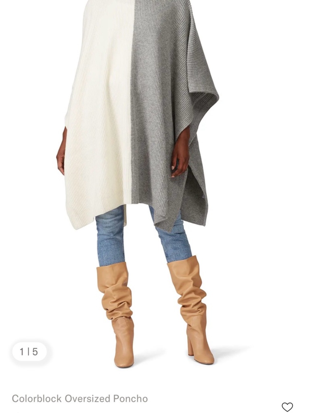 CO Ribbed Turtleneck Sweater in Light Gray and Cream